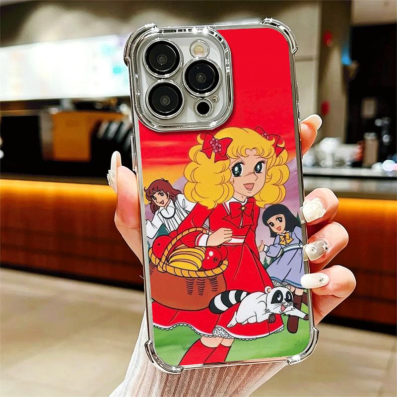 

Candy 90s Cartoon Plating Phone Case For Iphone 16 17 Pro Max Air 16E 14 15 Plus 12 13 Mini Anti-Fall Airabag Cover iPhone 16 Pro Max