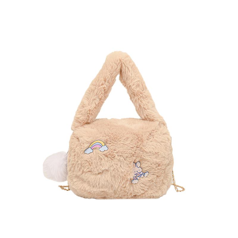 Женская плюшевая сумка кроссбоди на цепочке Осень/Зима 2025 23cm x 14cm x 14cm