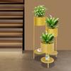 Golden Corner Plant Stand for Indoor Plants, Tall Iron Flower Pot Holder Ladder Style, 40x79.5cm - Sturdy Metal Planter Shelf
