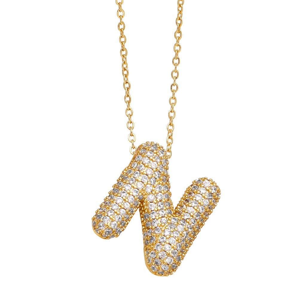 Alphabet 26 Letters Necklace Gold Color Women Sweater Chain Simple A-Z Letter Clavicle Chain  Daily