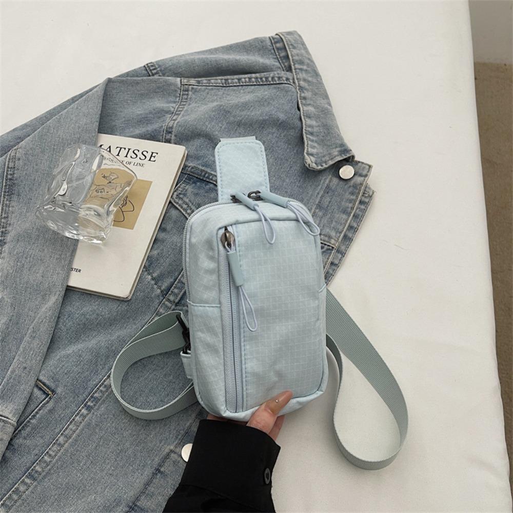 

Waterproof Nylon Chest Bag Korean Style Nylon Crossbody Bag Plaid Waist Bag Outdoor