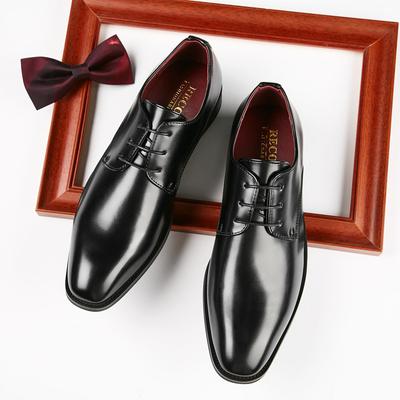 Nowe proste skórzane buty biznesowe męskie codzienne formalne obuwie męskie dżentelmen sznurowane szczotkowane kolorowe buty biznesowe ze szpiczastym noskiem