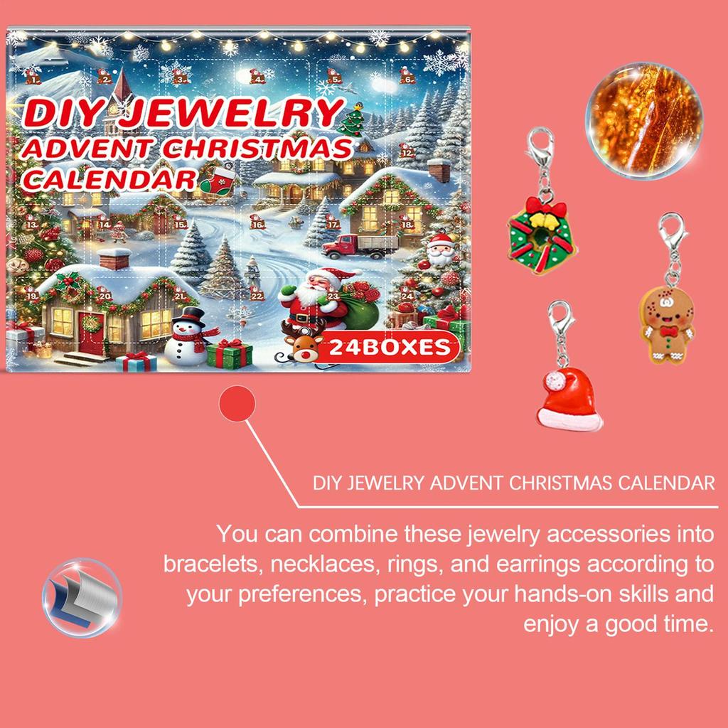 Christmas Jewelry Advent 24 Days Jewelry Making Set DIY Bracelet Countdown Calendar For Girls Adults Collectors Craft Lovers