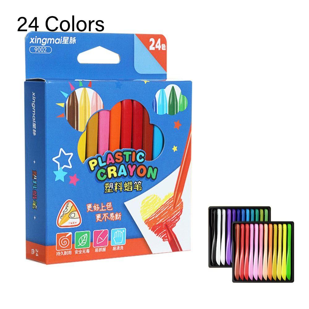 6/12/24/36 Colori Non sporcano le mani Pastello di plastica Strumenti di pittura cancellabili Triangolare Bambini Matita di cera Graffiti Olio Stick