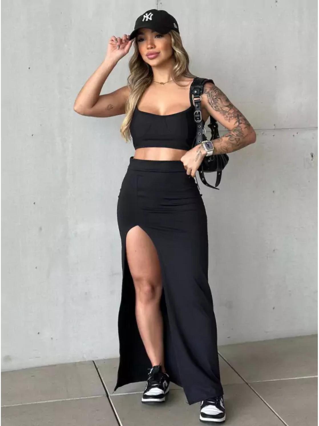

Hot-Selling Sexy High Slit Multi-Color Bodycon Long Dress - European & American Women s Fashion XL чёрный