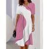 Fashion Women Elegant Dress Gradient Print Design Sense Pattern Summer Elegant Women A-Line Dress Casual Short Sleeve Mini Dress
