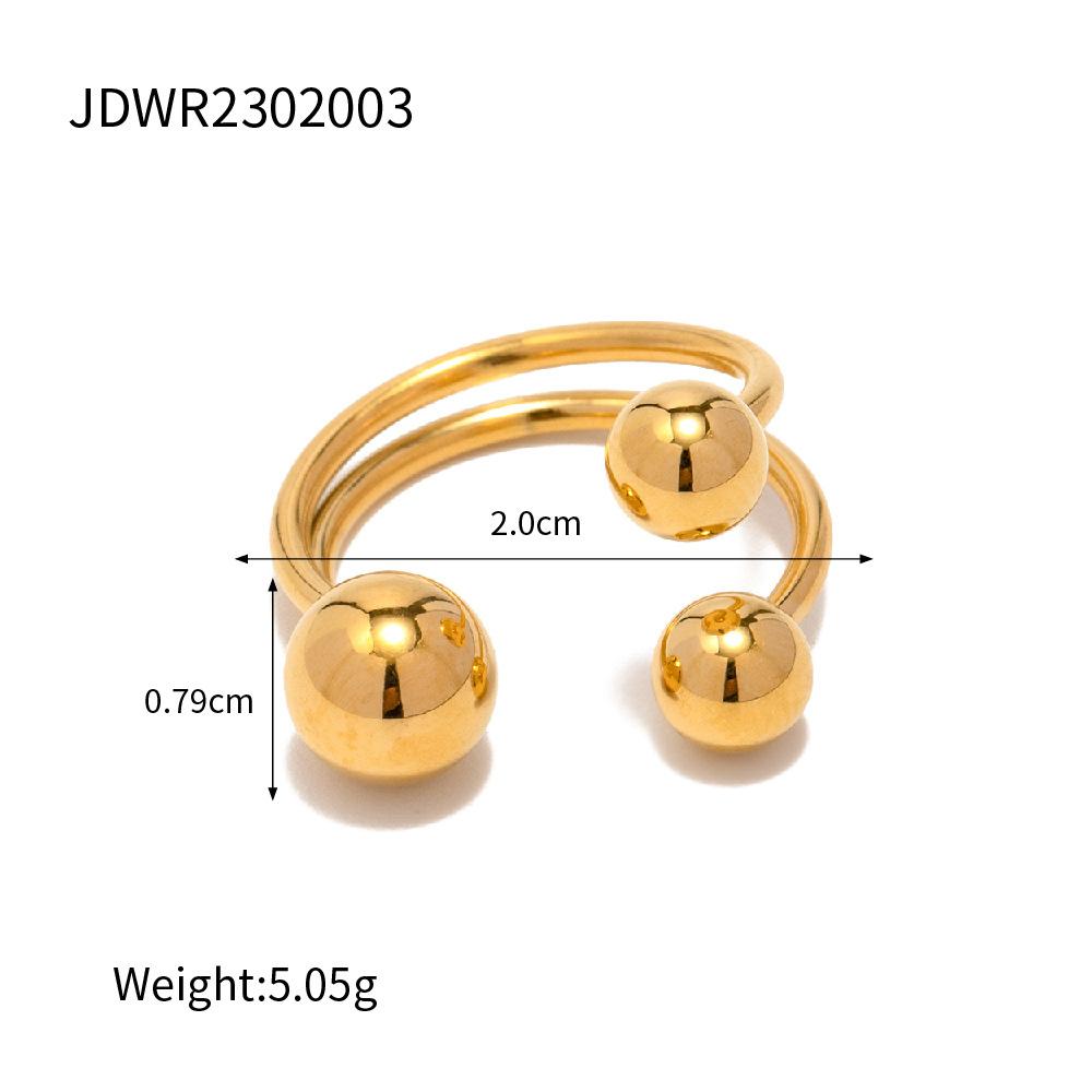 Golden Steel Spherical Personality Ring For Women Large Small Ball Design High End Minimalist Niche Accessory