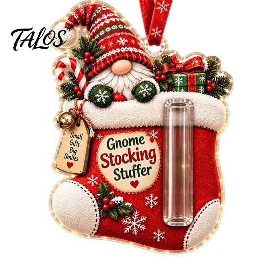Decorative Hanging Gift Box Gnome Christmas Cash Holder Ornament, Acrylic Pendant for Holiday Tree Decoration, Money Surprise Reveal Kids Adults