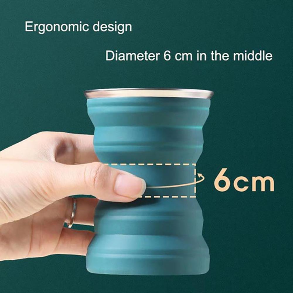 1PC Portable Silicone Cup Foldable Camping Hiking Folding Cups Travel Mug Heat Resistant Collapsible Water Cups with Lid Lanyard