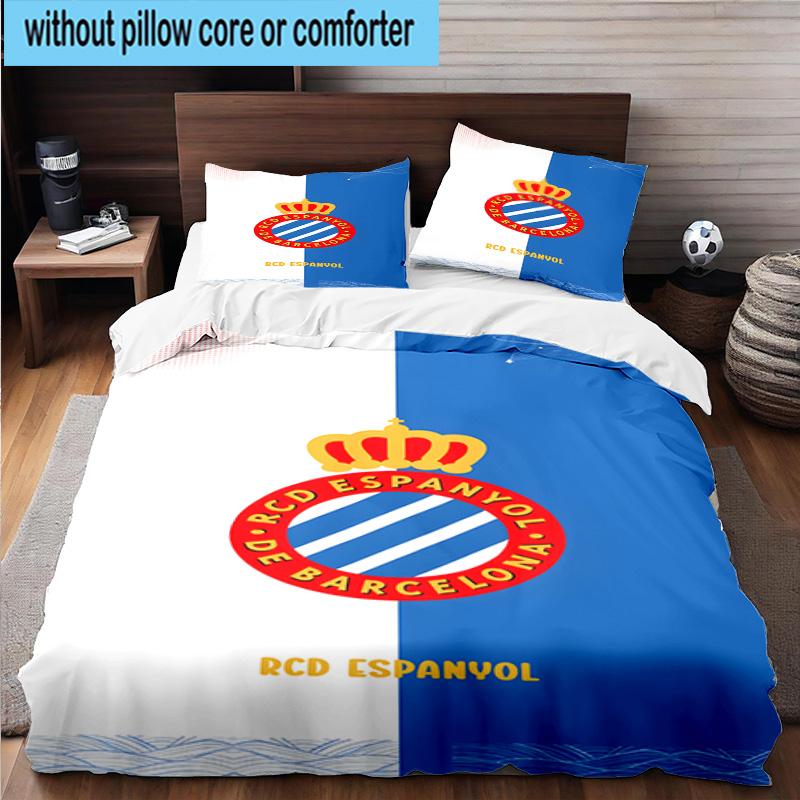 3PCS Football Espanyol Design Bedding Set,Including 1pc Duvet Cover And 2pcs Pillowcases Perfect for Bedroom, Dormitory, Fan Christmas gift