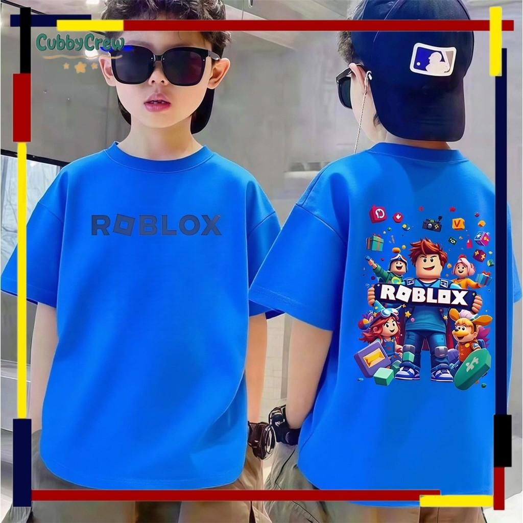 Brand new cool Roblox sport printed children's round neck top
