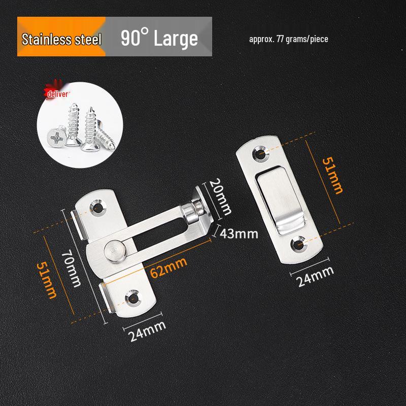Black Stainless Steel Anti-Theft Sliding Door Lock Latch for Wooden Doors