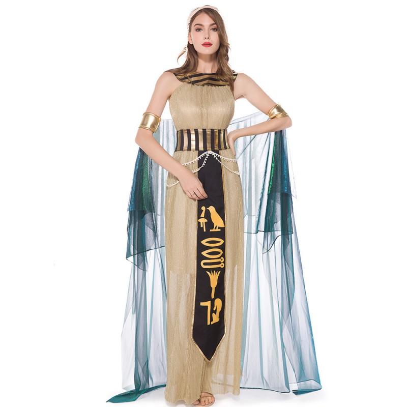 Cosplay d'Halloween Pharaon Égyptien Prince Reine Couple Costumes de Scène Jeu de Rôle