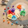 Wooden Montessori Toy Flower Shape Rainbow Board Children Fine Motor Skill Education Toy Baby Color Sorting Sensory Toy Kid Gift