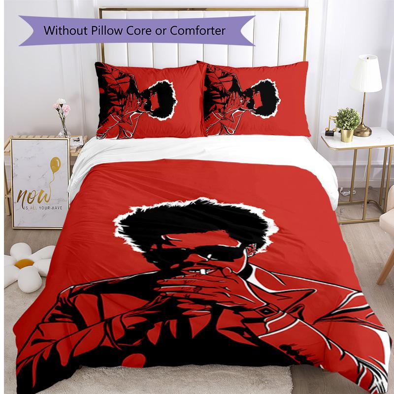 The Weeknd Printed 3PCS Bedding Set Soft Breathable Duvet Cover Pillowcases Set Washable Bedroom Decor Home Gift