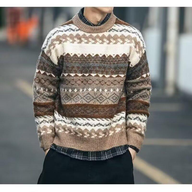 Men's Retro Fair Isle Jacquard Christmas Sweater - High-End Vintage Winter Knit