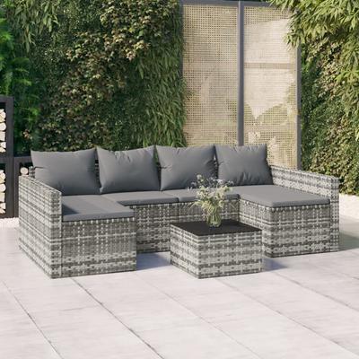 Vidaxl 2-Cz. Garden Lounge Set, Cushions, Grey, Rattan PE