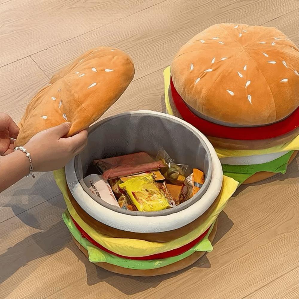 Soft Hamburger Storage Stool Cartoon Shoe Bench Multi-functional Storage Sitting Stool Living Room