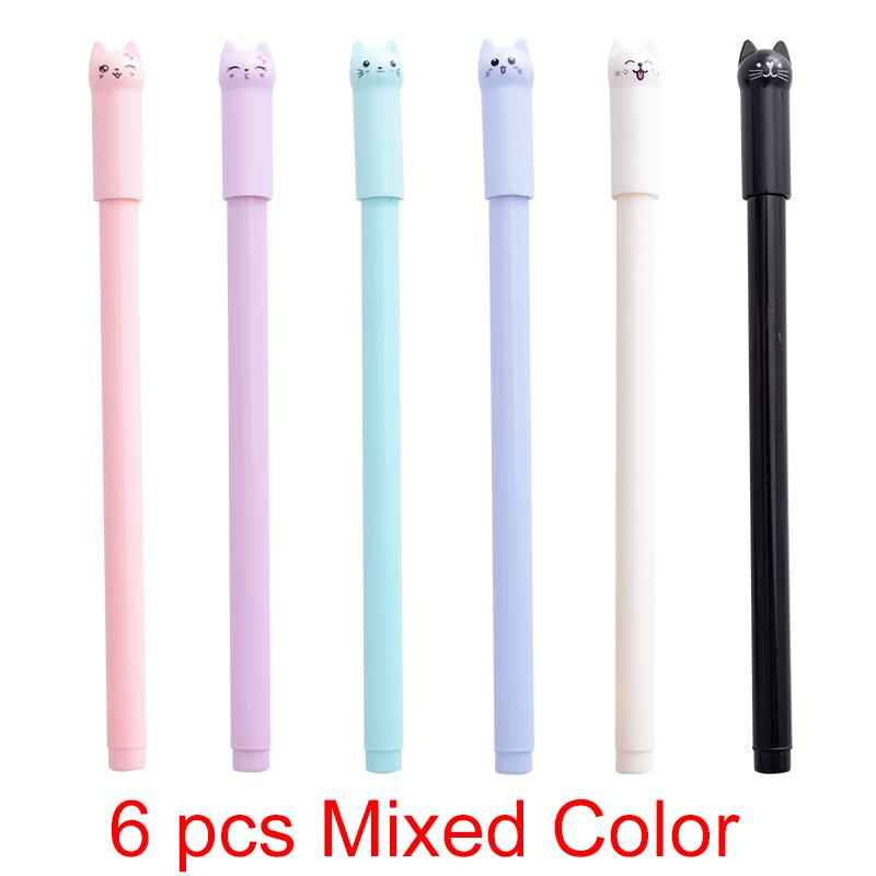 1-6-30 Pcs Cute Kawaii Cat Gel Pen Cartoon Writing Office School Supplies Stationery Creative Sweet Lovely Pens