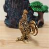 Elegant Brass Rooster Figurine - Intricate Golden Crafts Decor for Home, Office, or Gift, Detailed Feathers Comb, Rustic Table