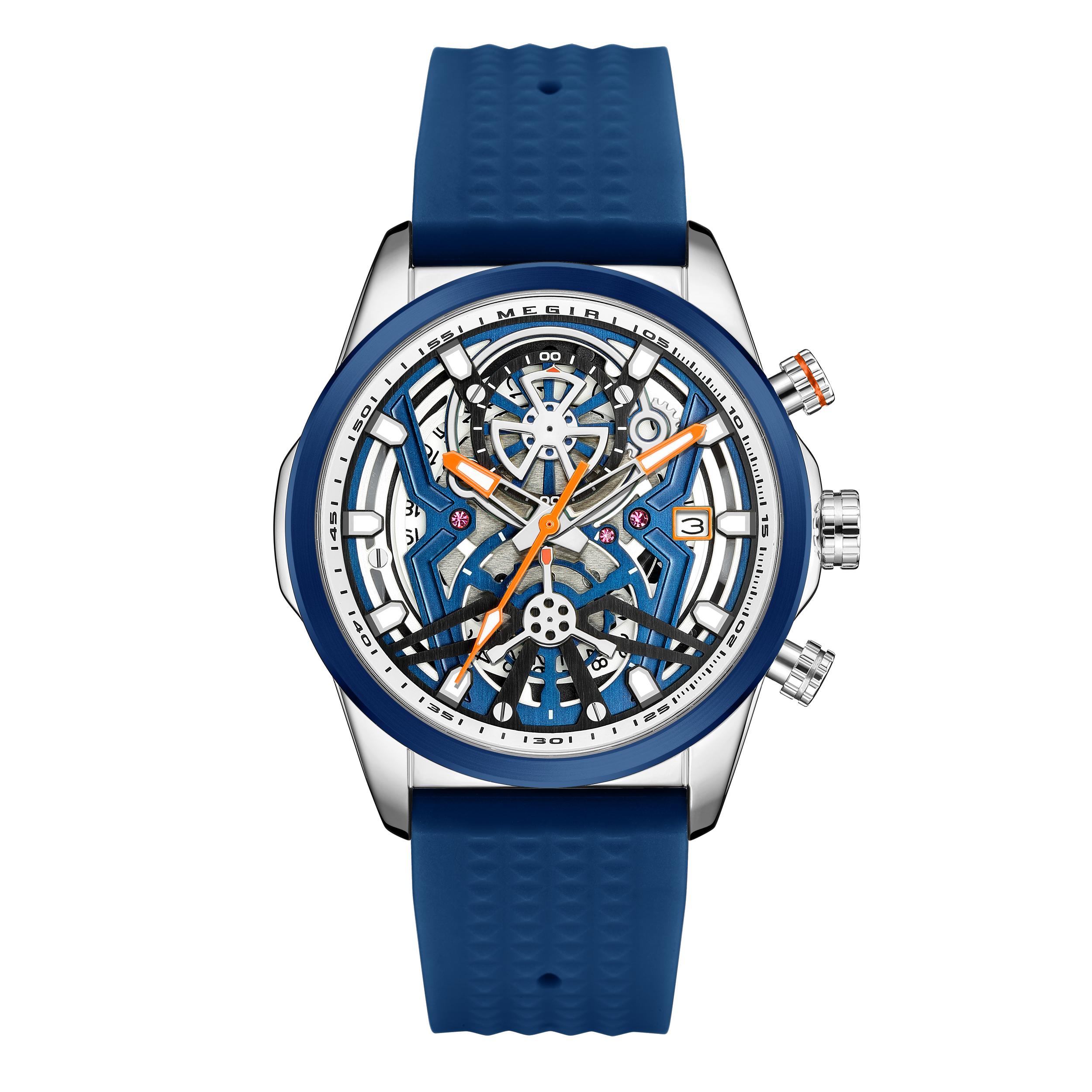 

MEGIR Men s Watch Chronograph Fashion Quartz Military Wristwatch Waterproof Luminous Sports Watches Clock with Auto Date Montre Homme 2235 синий