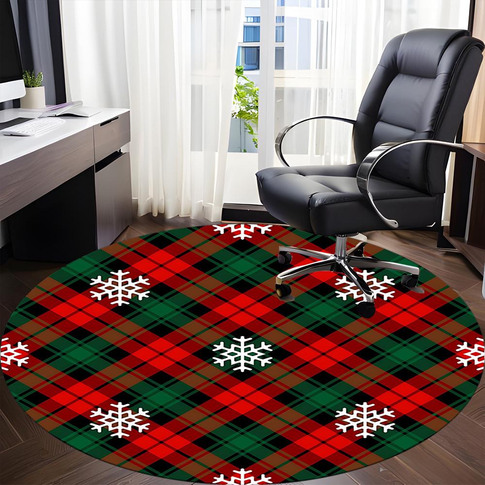 1pc Christmas Snowflake Pattern Carpet for Office Non-Slip, Round Carpet, Soft & Comfortable, Carpet for Office, Round Floor Mat yy251225148