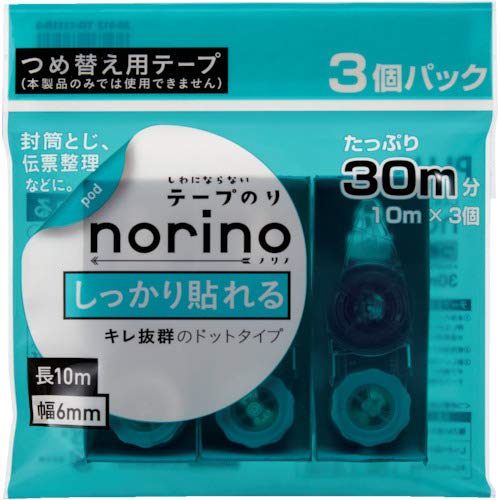 Plus Tape Glue Norinopod Refill Tape Firmly Sticks 6mm x 10m x 3 38-912
