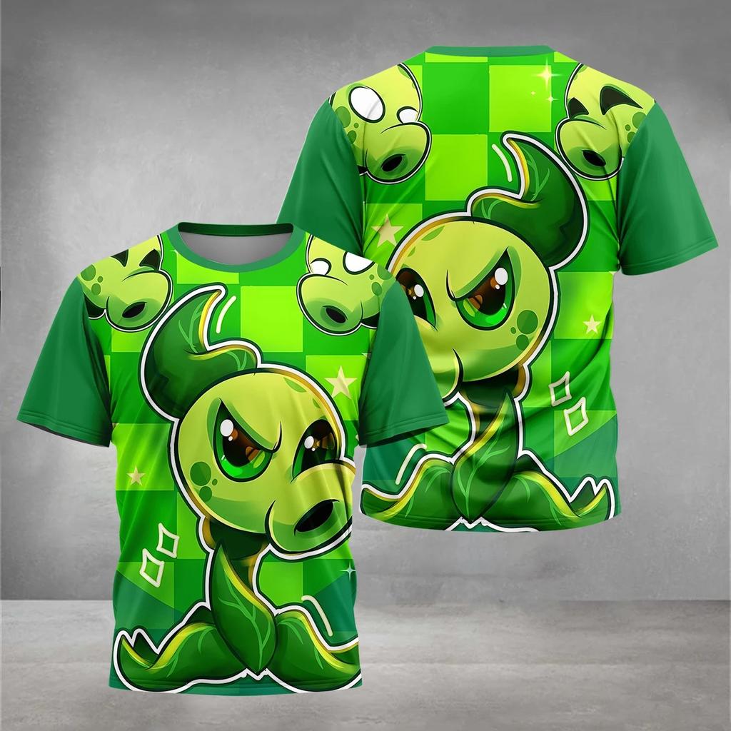 Summer Round Neck HOT Game Plants Vs. Zombies Pattern 3D Printed Top Fashionable Casual Short Sleeved Children's Boy T-shirts