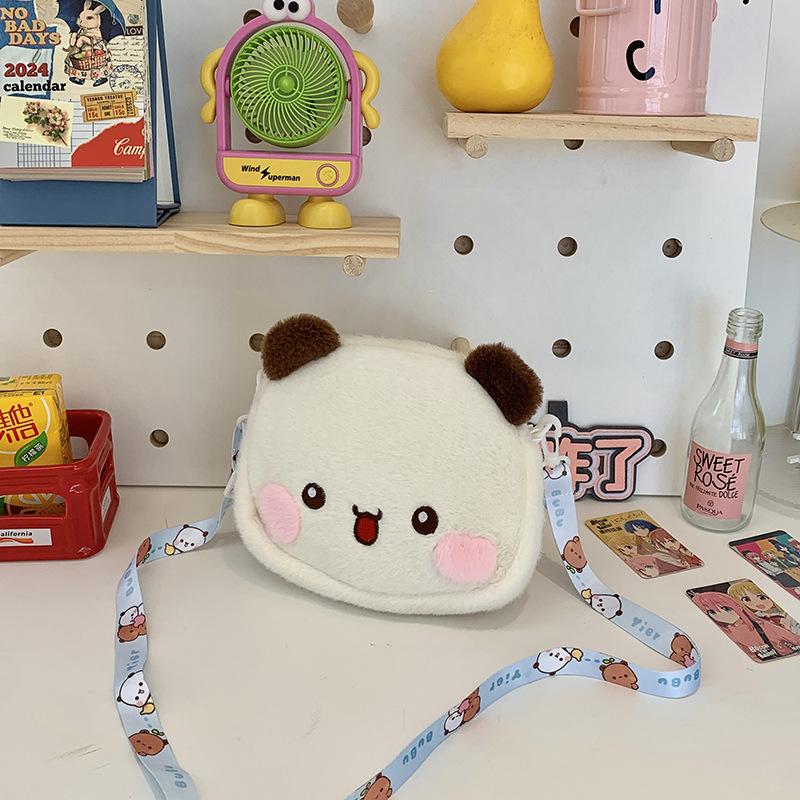 Cute plush bear shoulder bag new soft cute doll mini bag Japanese change messenger bag