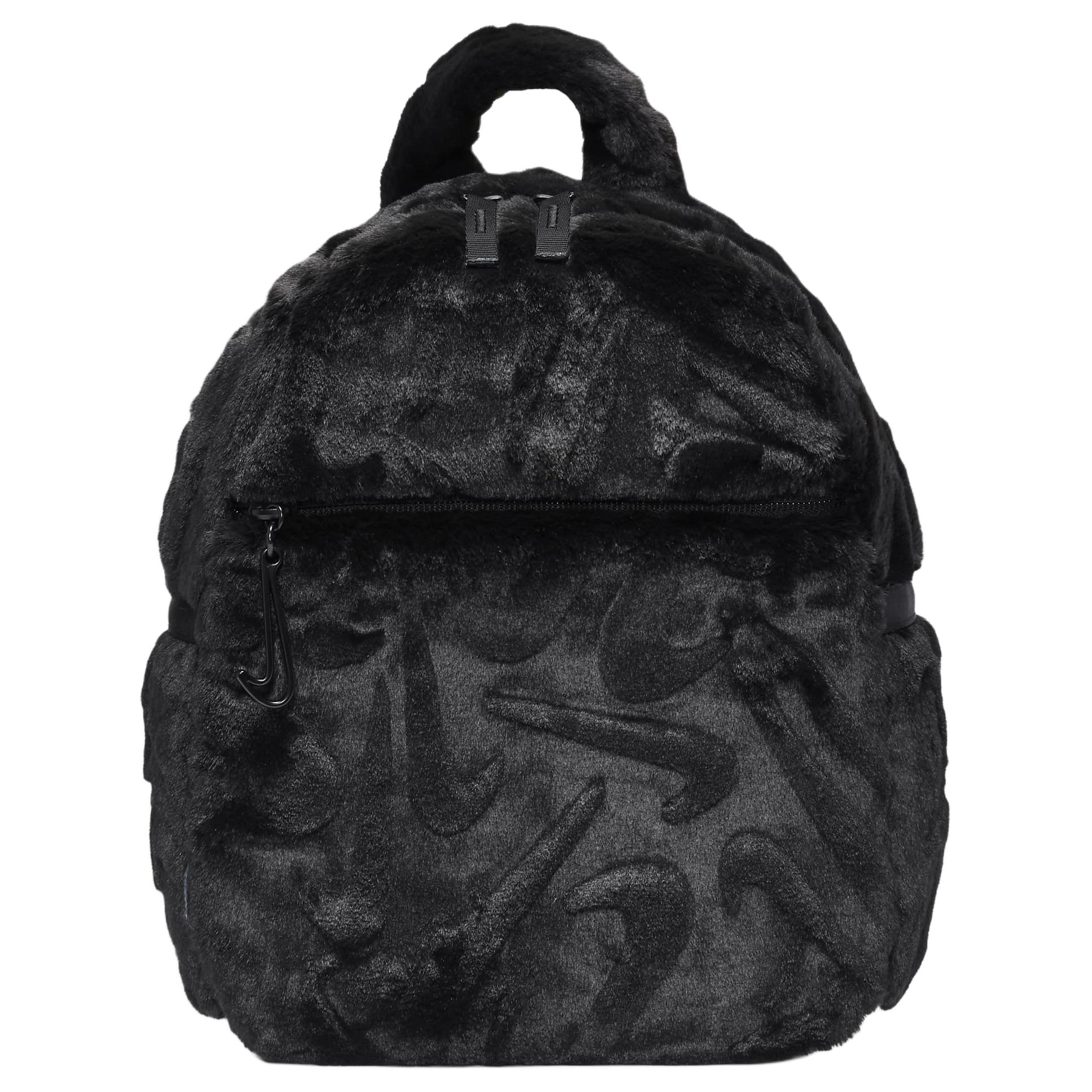 

Nike 6L Futura Модный рюкзак с логотипом, застежка-молния, искусственный мех, мини-рюкзак для женщин, черный FZ1328-010 Black,Mini