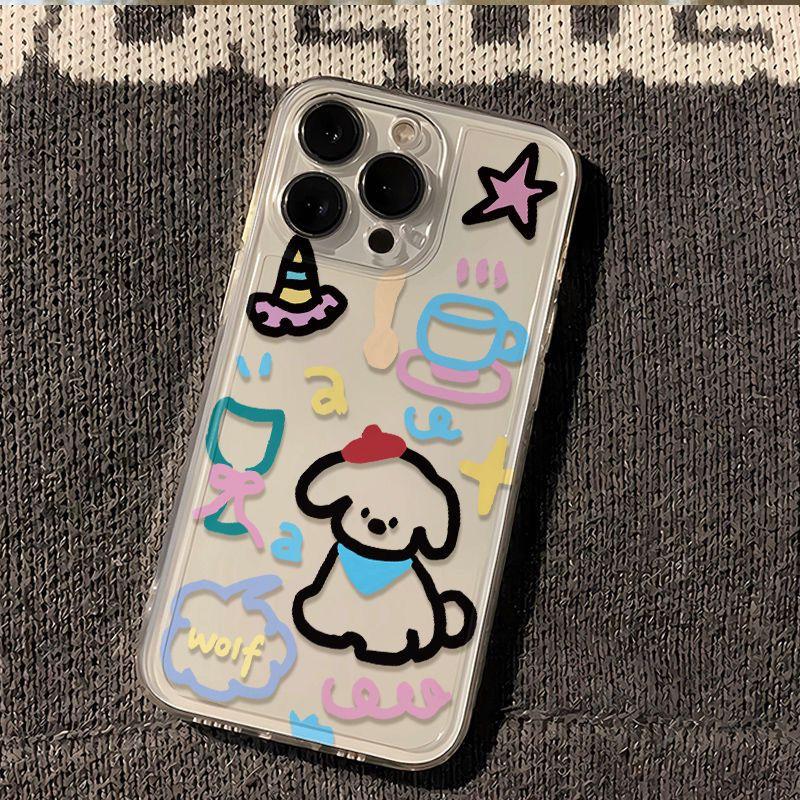 

Funny Rainbow Dog Cake Puppy Clear Phone Case For iPhone 16 15 11 12 14 13 Pro Max Mini X XSMax XR 7 8 Plus SE4 16e Cute Cover iPhone 12