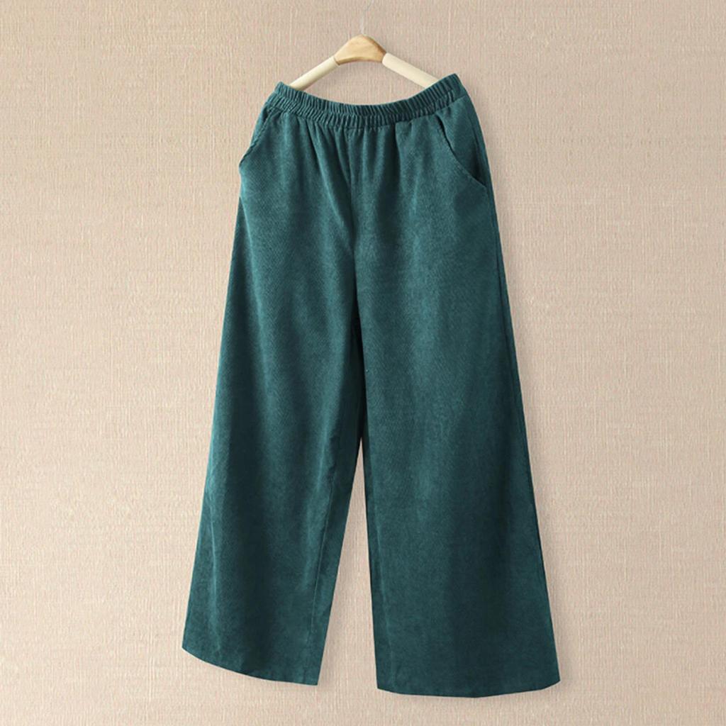 Dámské jednobarevné Kalhoty se středním pasem Ležérní Volné široké kalhoty Temperamentní manšestrové kalhoty