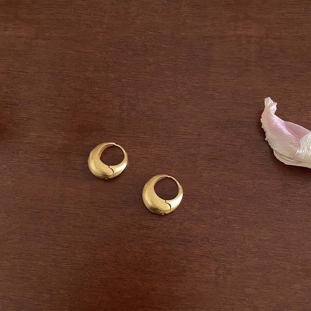 Waterproof Golden Round Earrings Elegant Silver Ear Buckles Wedding Circle Earrings Women