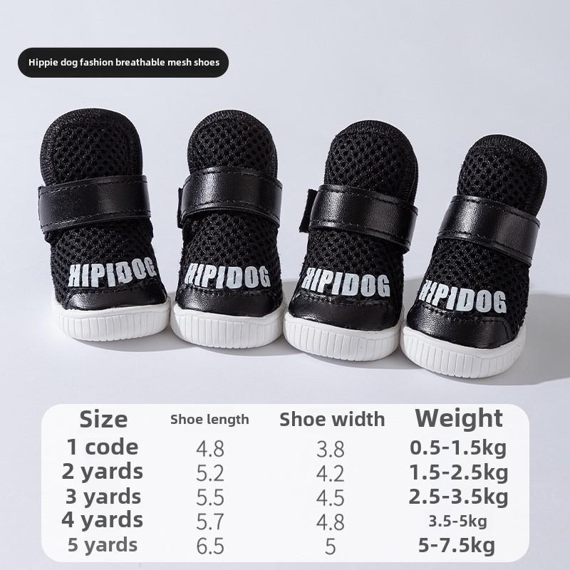 

Модная обувь для собак Four Seasons Breathable Mesh Pet Shoes с нескользящей подошвой из говяжьих сухожилий, износостойкая, устойчивая к падению, обувь для плюшевых мишек size 5