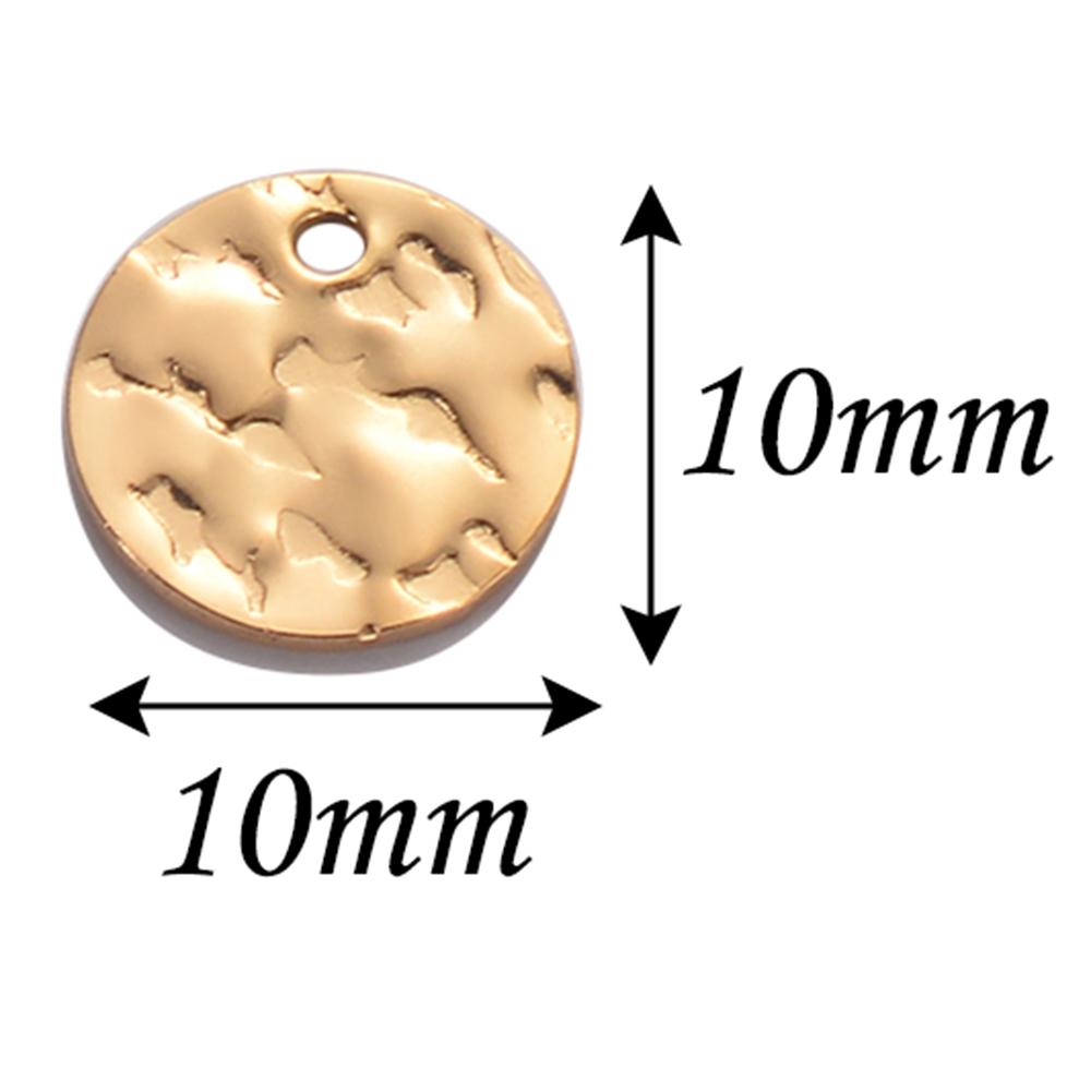 20 Stück/Los 8mm/10mm Goldfarbe Runde Textur Anhänger Edelstahl Anhänger Runde Leere Münzperlen für DIY Halskette Armband Herstellung
