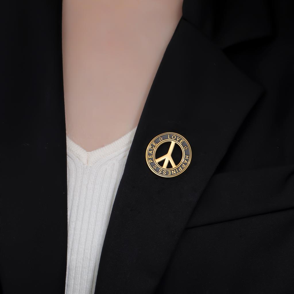 Roestvrij Staal Vredesteken Ronde Broche voor Dames Heren Geluk Vrede Liefde Reversspelden Trend Sieraden Accessoires Amulet Cadeaus