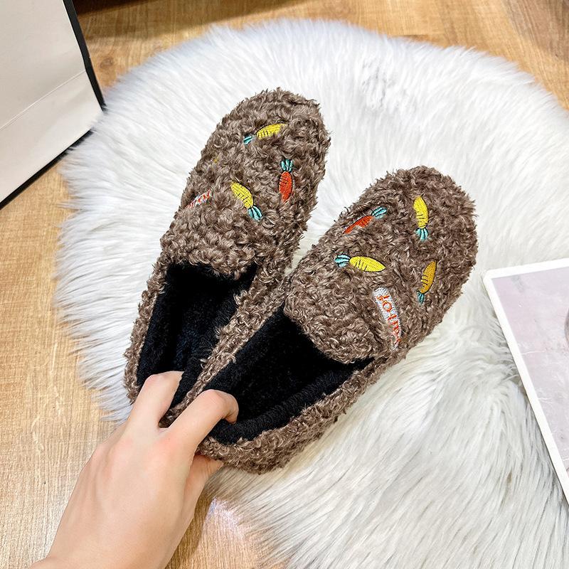 

Зимние новые плюшевые туфли женские тканевые туфли нескользящие мягкие подошвы утолщенные плоские хлопковые туфли 40