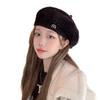 Korean Version of Autumn and Winter Hat for Women Japanese Beret Solid Color Knitted Wool Hat Winter Beret Hat Warm Painter Hat Thick Hat