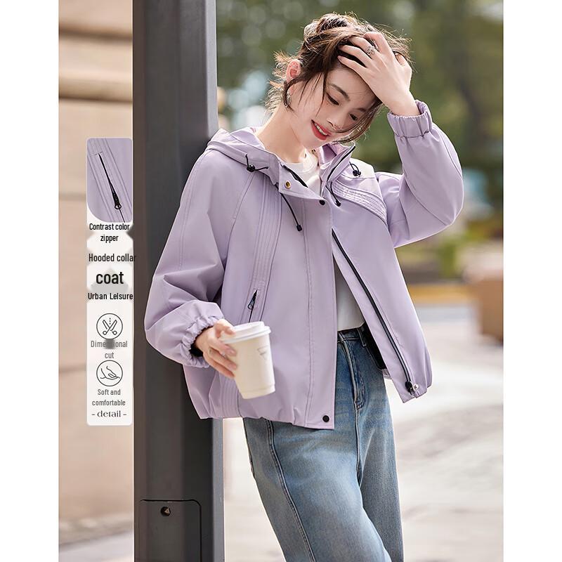 

Women s Simple Elegant Long-Sleeve Hooded Short Jacket S