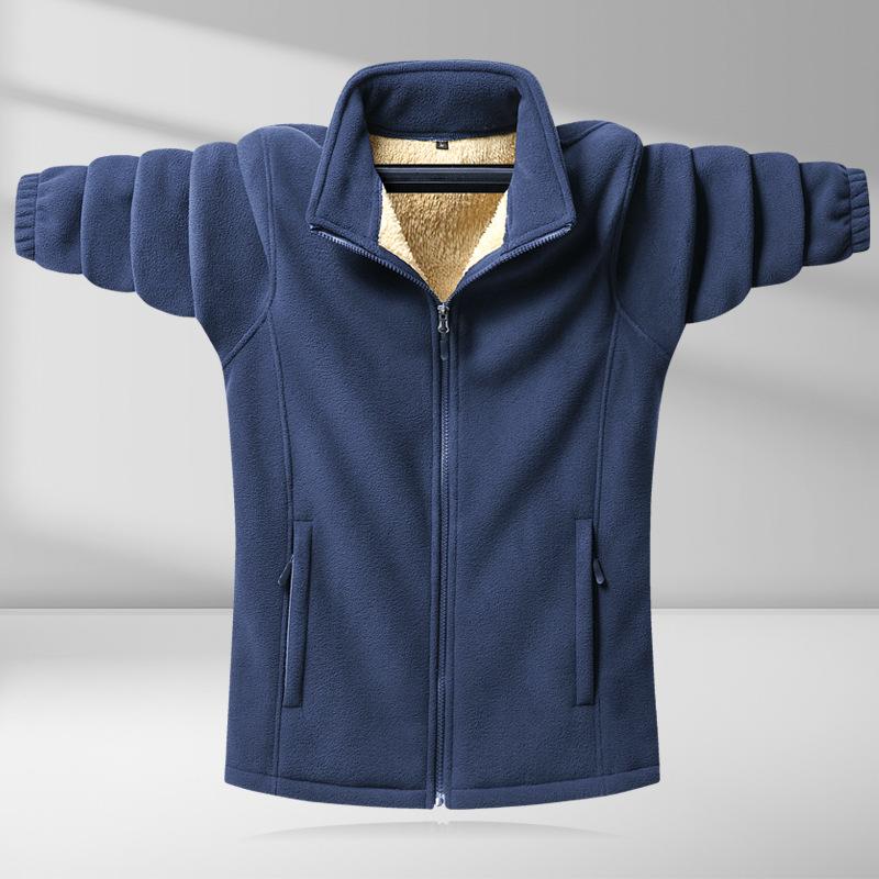 Jachetă Plush pentru Bărbați Toamnă și Iarnă Fleece Polar Monocromă Top cu Fermoar Toamnă Palton Îngroșat Îmbrăcăminte de Iarnă