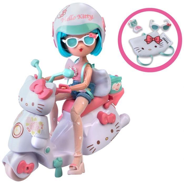 Hello Kitty Super Fans 20 cm Poupée rose avec scooter et accessoires