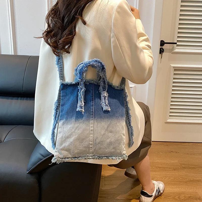 Large Capacity Denim Youth Crossbody Bags for Women Versatile Shoulder Bags Simple Pendulous Bags High Quality New