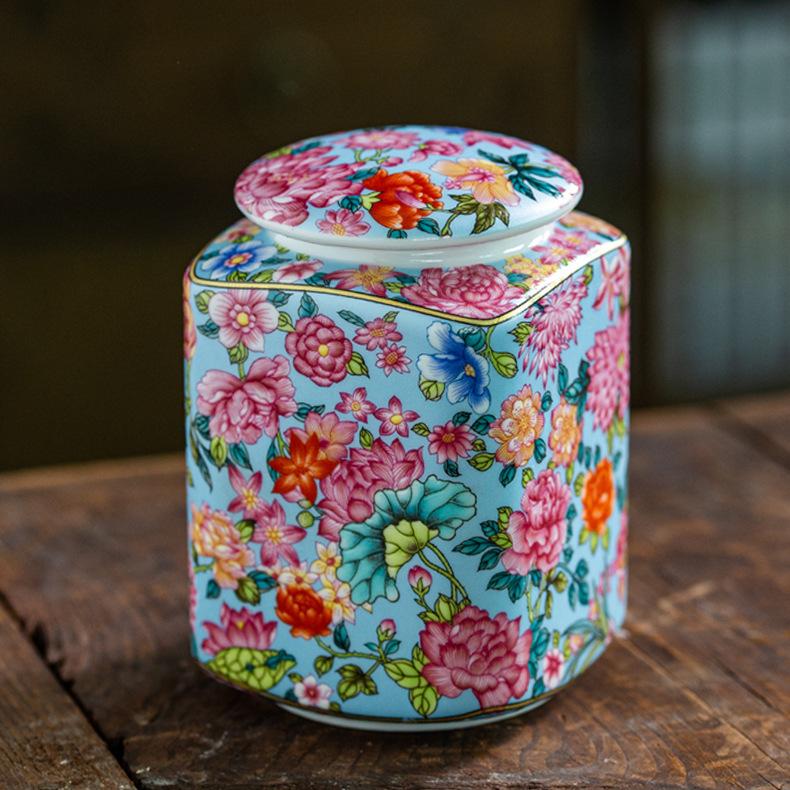 

Creative Painted Enamel Sealed Tea Cans with Lid Food Candy Storage Jars Kitchen Storage Containers Sugar Jars Crafts Home Decor