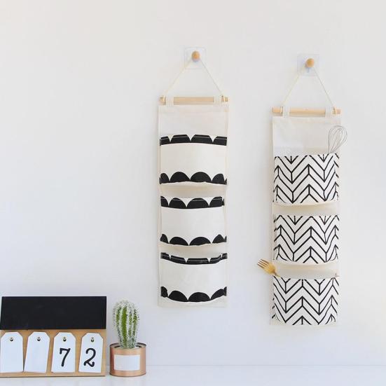 3 Lommer Dør Vegghengende Oppbevaringspose Veske Hjem Garderobe Småsaker Organizer