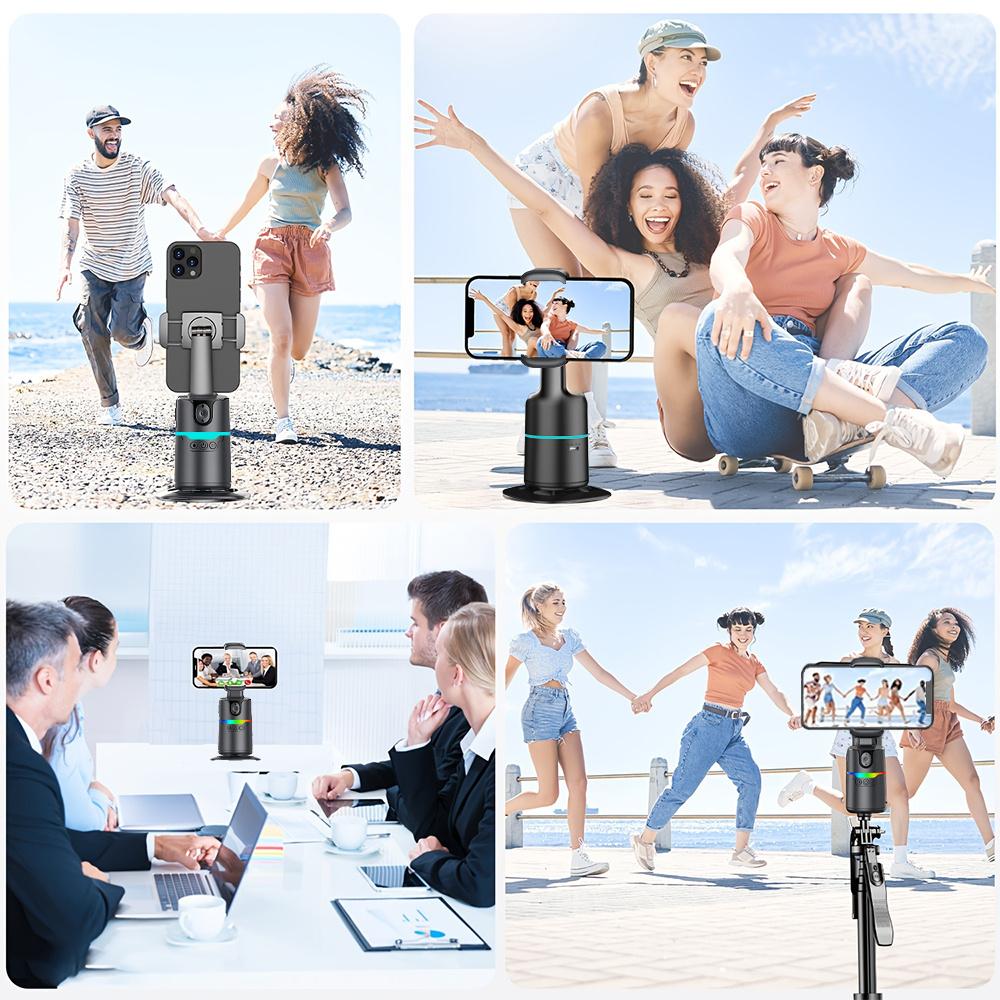Auto Face Tracking Tripod 360° Rotation Face Body Phone Mount Smart Shooting Phone Tracking Holder for Volg Live Streaming Video