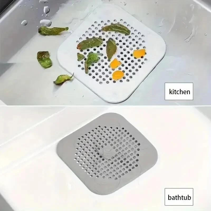 Silicone Floor Drain Hair Catcher Sealing Pad Bathroom Floor Strainer Shower Sewer Drains Cover Household Hair Catcher Stopper