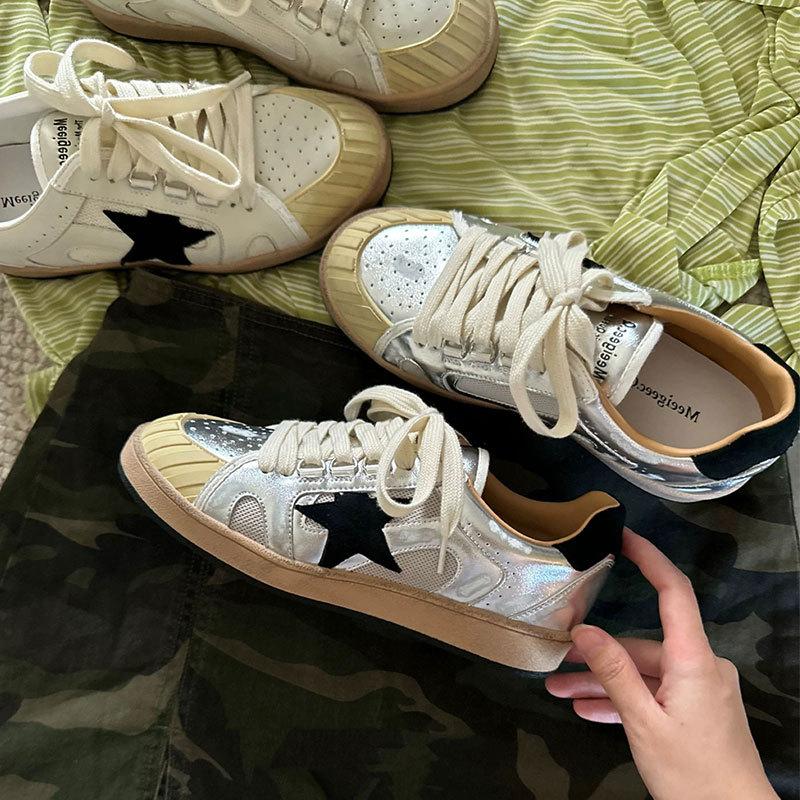 Soft Leather Female Stars Retro Old Small Dirty Shoes New Fashion Versatile Casual Board Shoes German Training Shoes