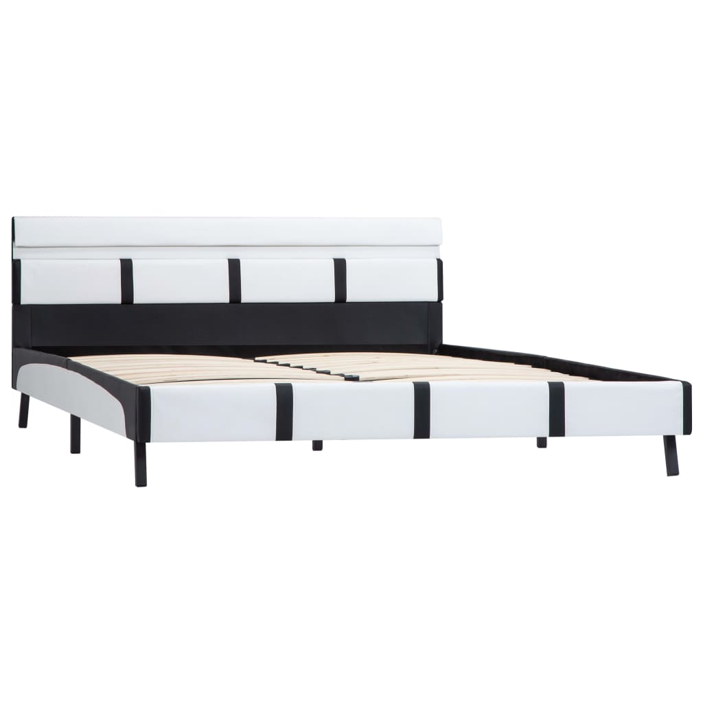 LED Platform Bed Frame in White Faux Leather 140x200 cm