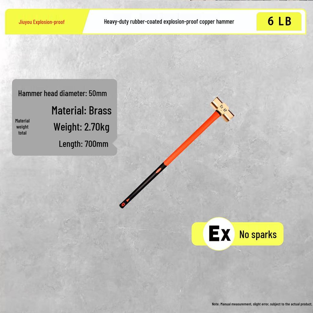 Explosion-Proof Non-Sparking Brass Sledgehammer - Octagonal Copper Alloy, 2lb, 4lb, 8lb Options