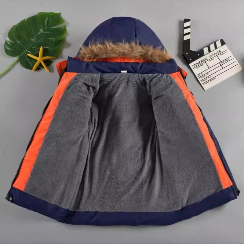 Boys Jacket Winter Thicken Warm Long Hooded Down Windbreaker Coat Kid Children's